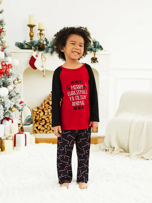 Christmas Theme Letter Print Family Matching Christmas Pajama Set