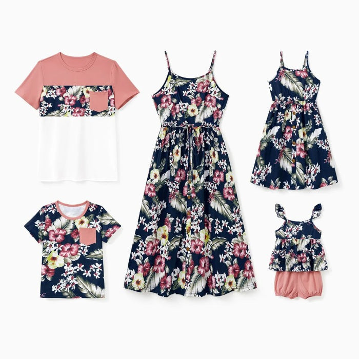 Family Matching Floral Tee And Dress Set