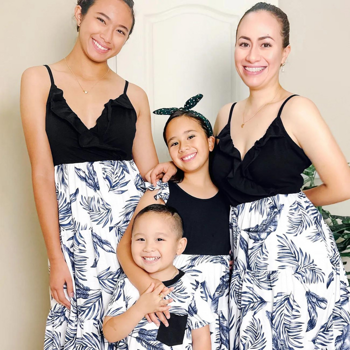 Family Matching Outfits With Leaf Printed