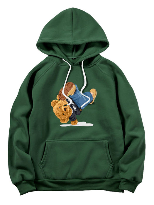 Break Dance Bear Print Hoodie