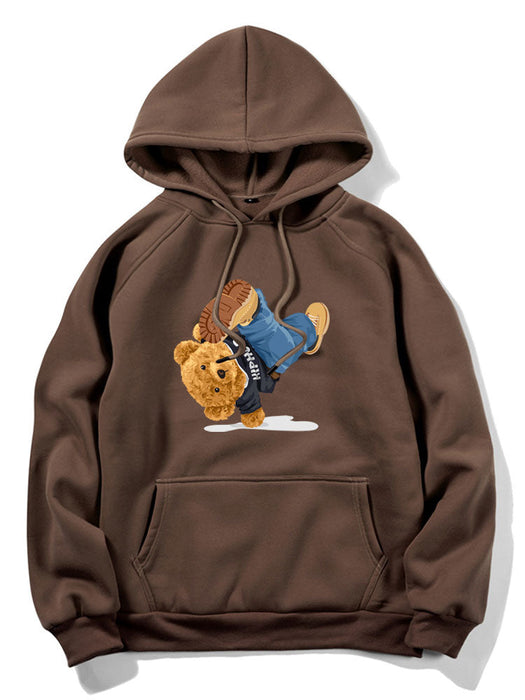 Break Dance Bear Print Hoodie