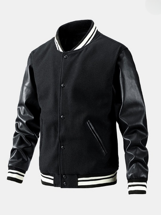 Contrast Wool Look Baseball Jacket