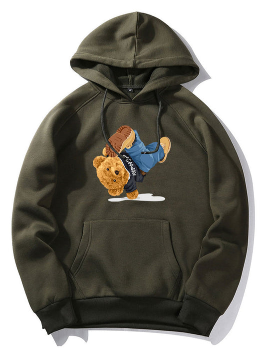 Break Dance Bear Print Hoodie