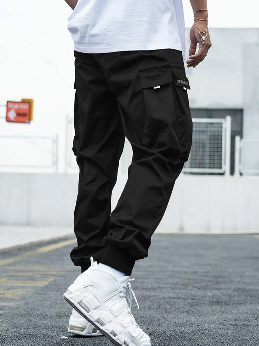 Letter Graphic Flap Pocket Cargo Pants