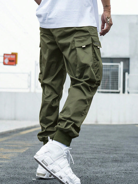 Letter Graphic Flap Pocket Cargo Pants