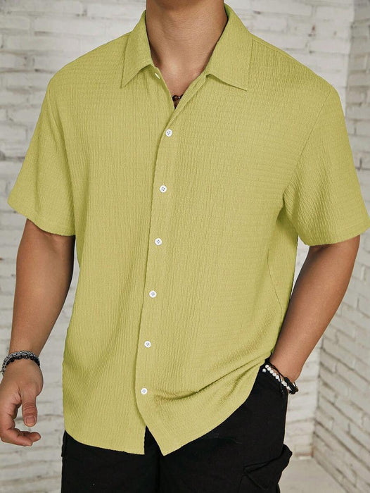 Loose Fit Textured Button Up Shirts