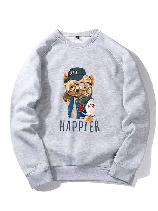 Baseball Jacket Bear Print Sweatshirt