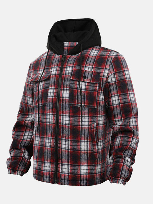 Flannel Hooded Plaid Coat