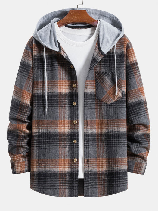 Flannel Plaid Hooded Overshirt