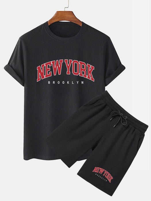 New York Print T-Shirt And Shorts