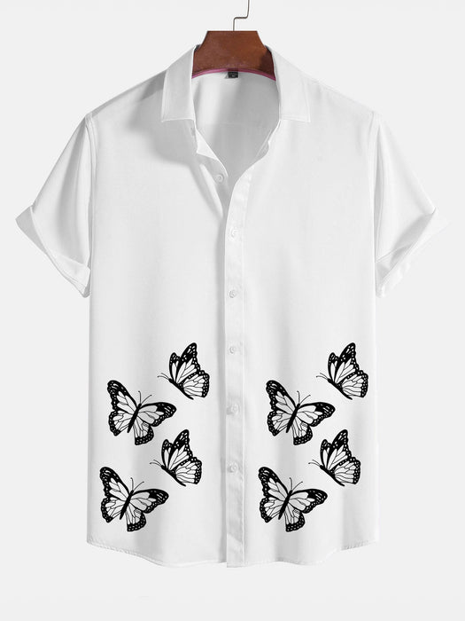 Butterflies Print Short Sleeve Shirt