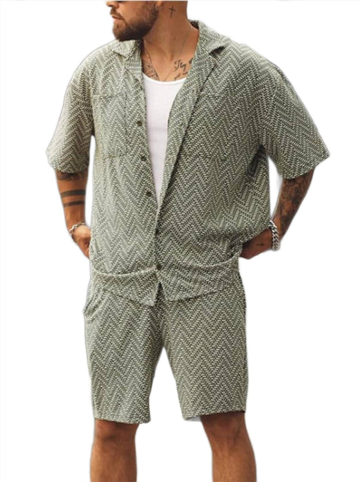 Geometric Patterned Shirt And Shorts Combo Set