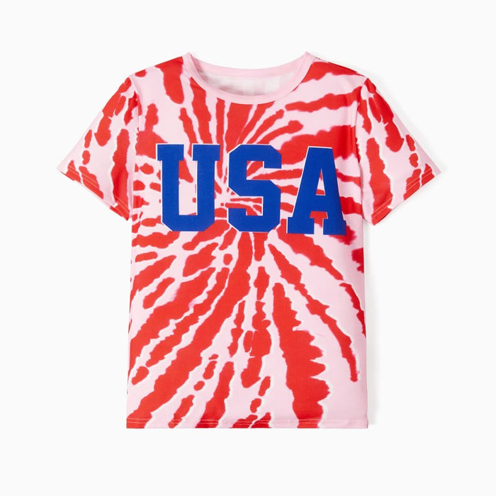 Independence Day Family Matching Tie Dye Print T Shirts