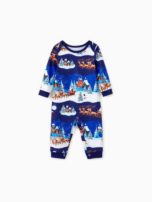 Santa Sleigh And Reindeer Family Matching Christmas Pajama Set