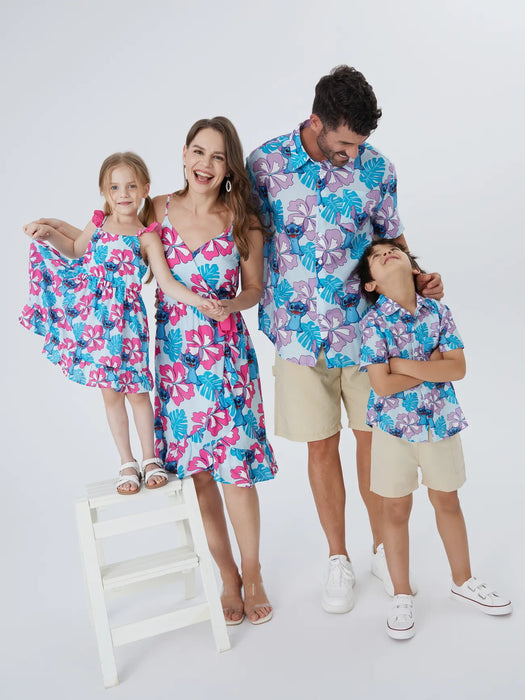 Family Matching Set Hawaiian Floral And Character Print Set