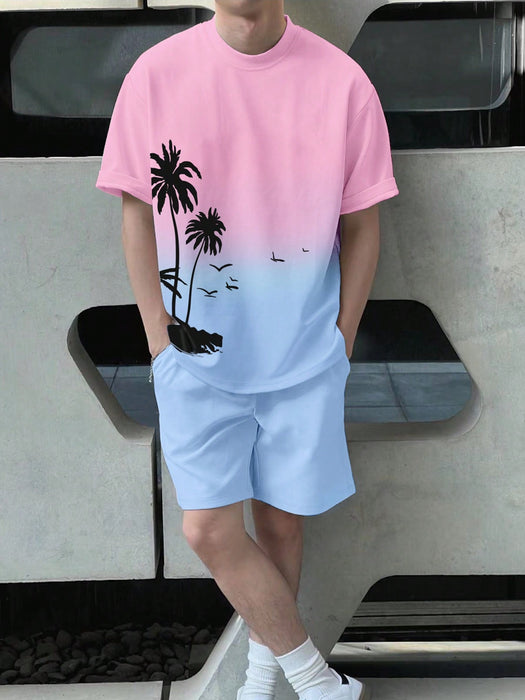 Sunset Palms Tee And Shorts Set