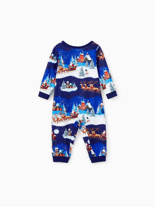 Santa Sleigh And Reindeer Family Matching Christmas Pajama Set