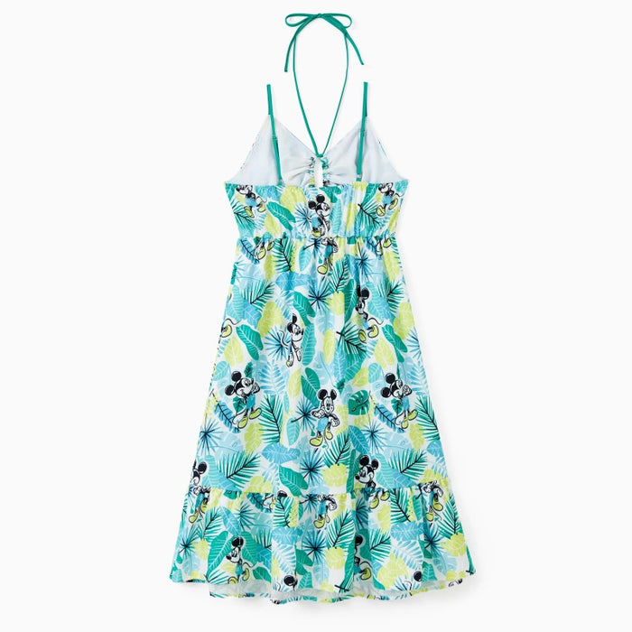 Family Matching Tropical Floral Mickey Mouse Print Outfits