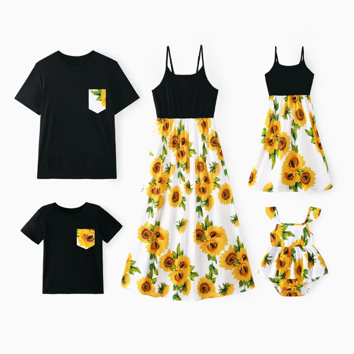 Family Matching Sunflower Print Outfits