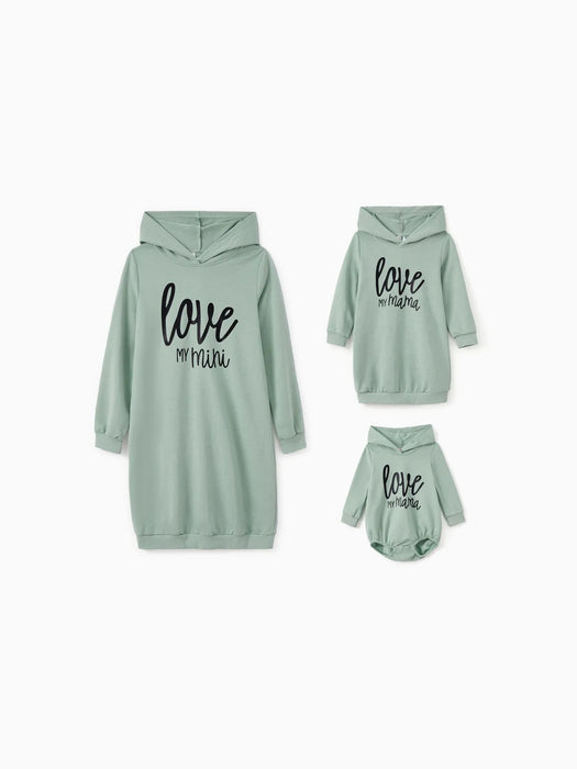 My Mini Print Hoodie Dresses Set