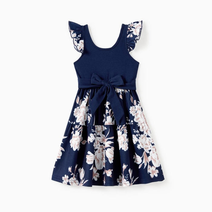 Family Matching Floral Tees And Floral Print Dresses Set