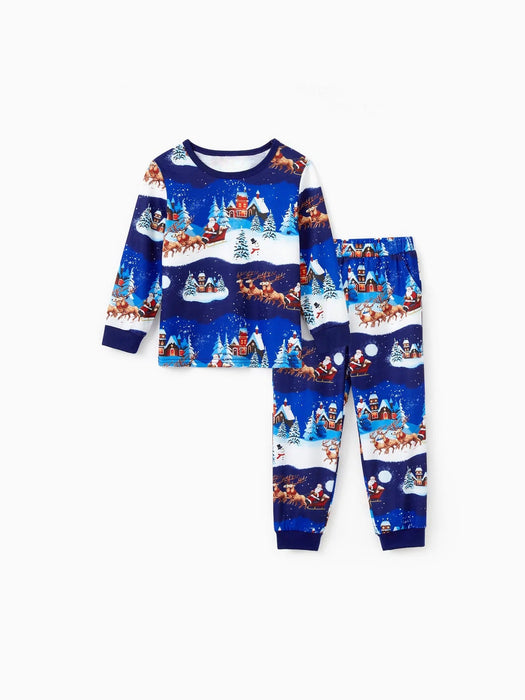 Santa Sleigh And Reindeer Family Matching Christmas Pajama Set