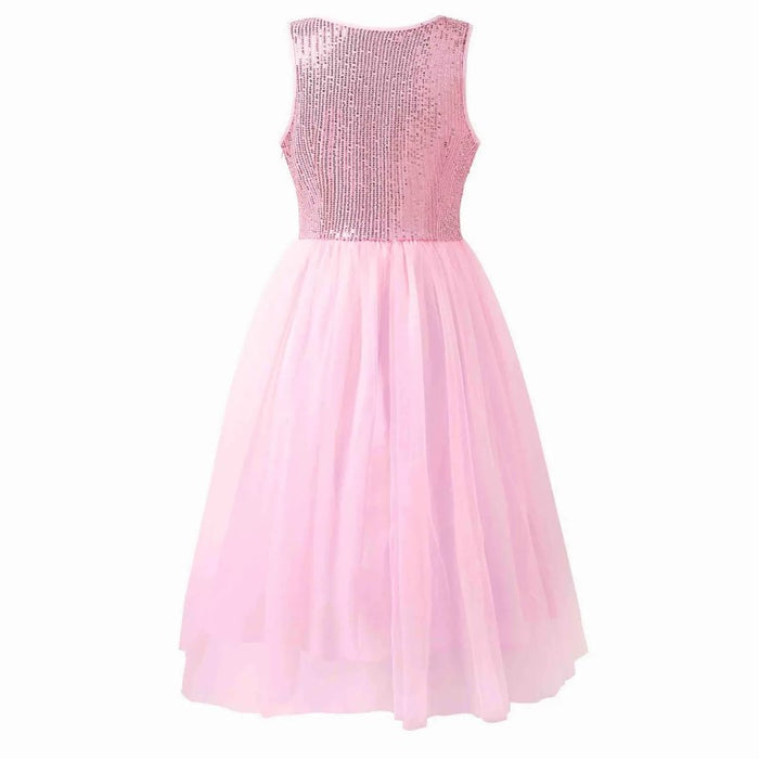 Family Matching Polo Shirt And Sleeveless Sequined Tulle Dress Sets