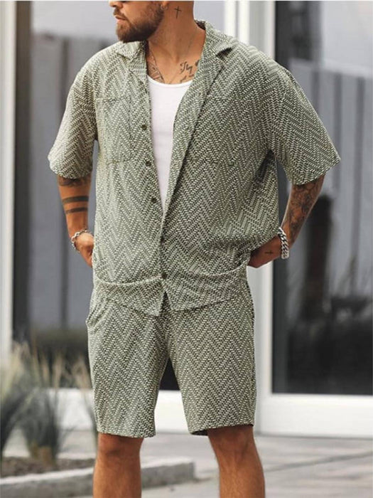 Geometric Patterned Shirt And Shorts Combo Set