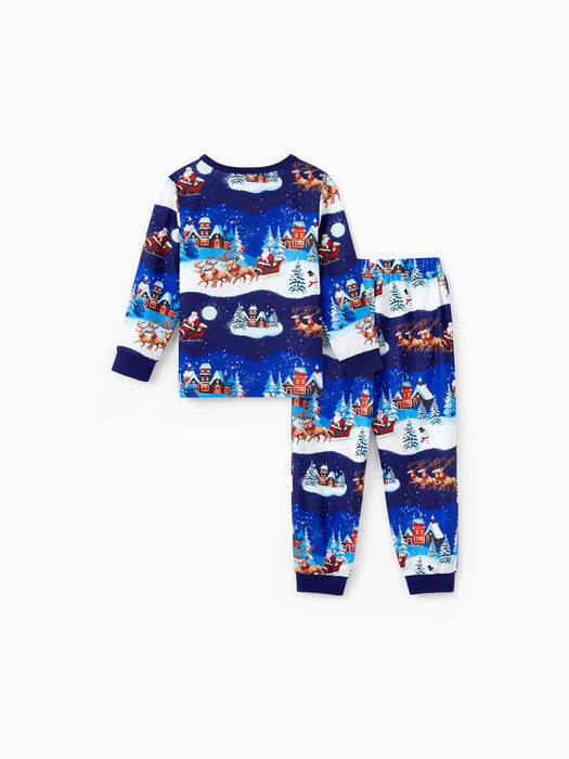 Santa Sleigh And Reindeer Family Matching Christmas Pajama Set