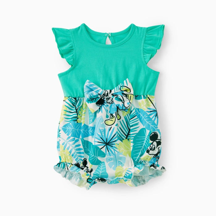 Family Matching Tropical Floral Mickey Mouse Print Outfits