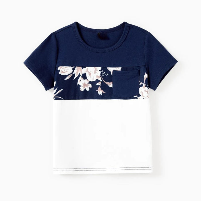 Family Matching Floral Tees And Floral Print Dresses Set