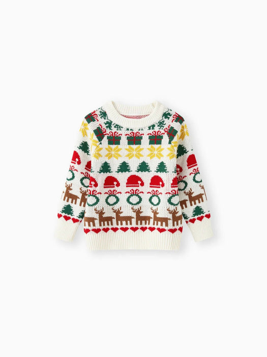 Geometric Patterns Long Sleeves Family Matching Christmas Sweater Set