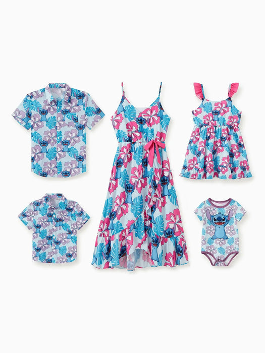 Family Matching Set Hawaiian Floral And Character Print Set