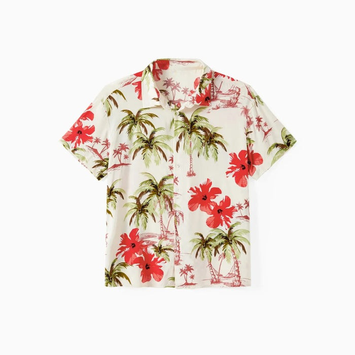 Family Matching Tropical Floral Shirt And Midi Dress Sets