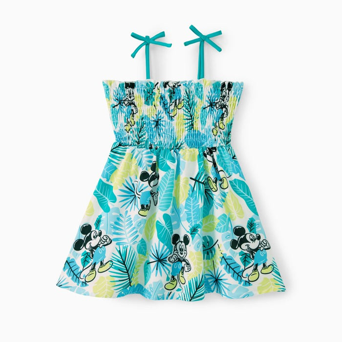 Family Matching Tropical Floral Mickey Mouse Print Outfits