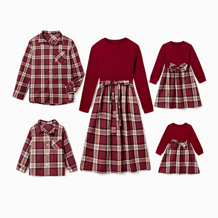 Plaid Pattern Family Matching Outfit Set