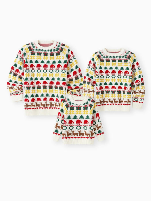 Geometric Patterns Long Sleeves Family Matching Christmas Sweater Set