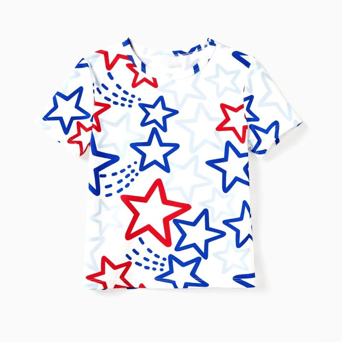 Star Pattern Family Matching Dress And T Shirts Sets