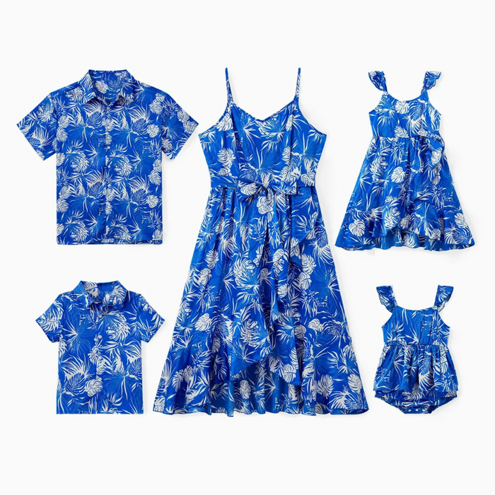 Elegant Leaf Pattern Family Outfits Set