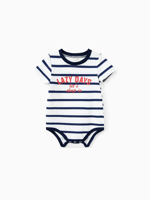 Family Matching Preppy Striped Pajama Set With Shorts