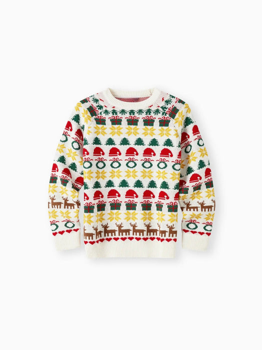 Geometric Patterns Long Sleeves Family Matching Christmas Sweater Set