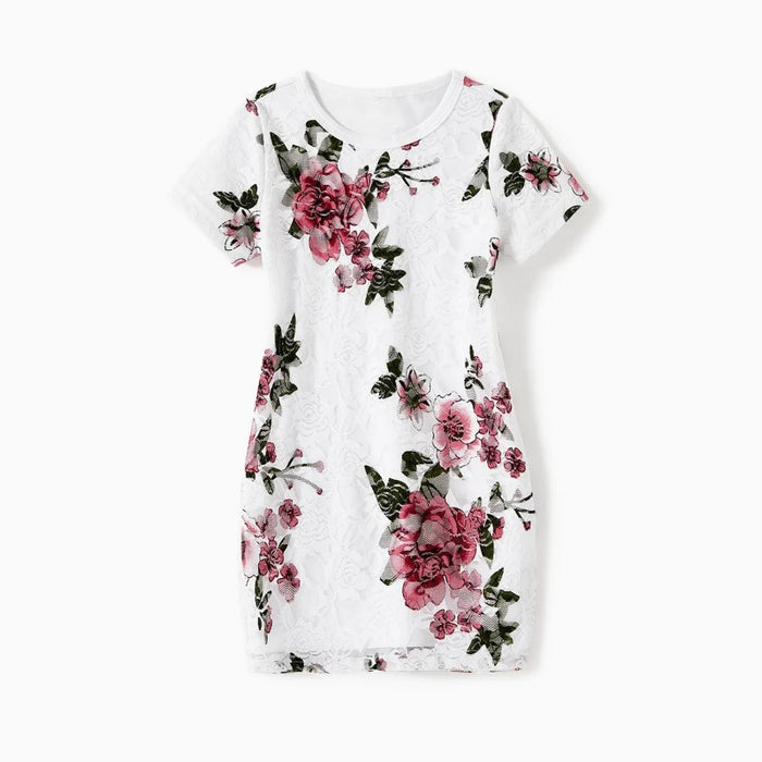 Family Matching Tees And Floral Dress Sets