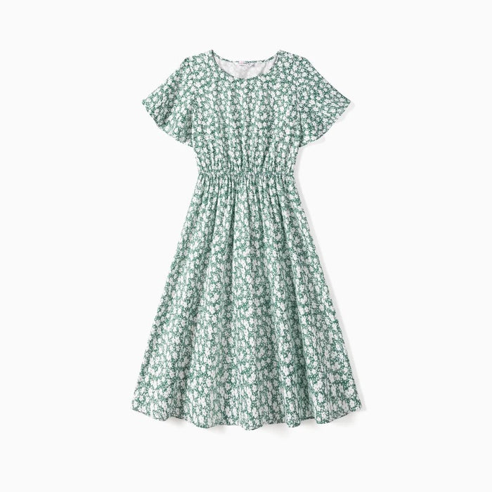 Floral Dresses And Colored Tees Family Matching Sets