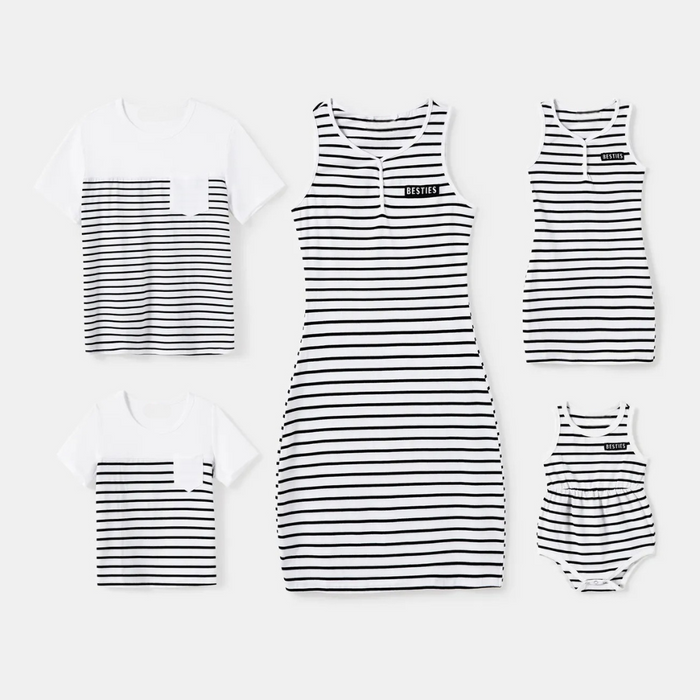 Elegant Stripes Family Matching Outfits