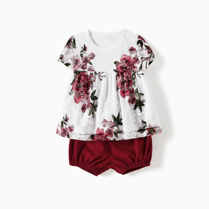 Family Matching Tees And Floral Dress Sets