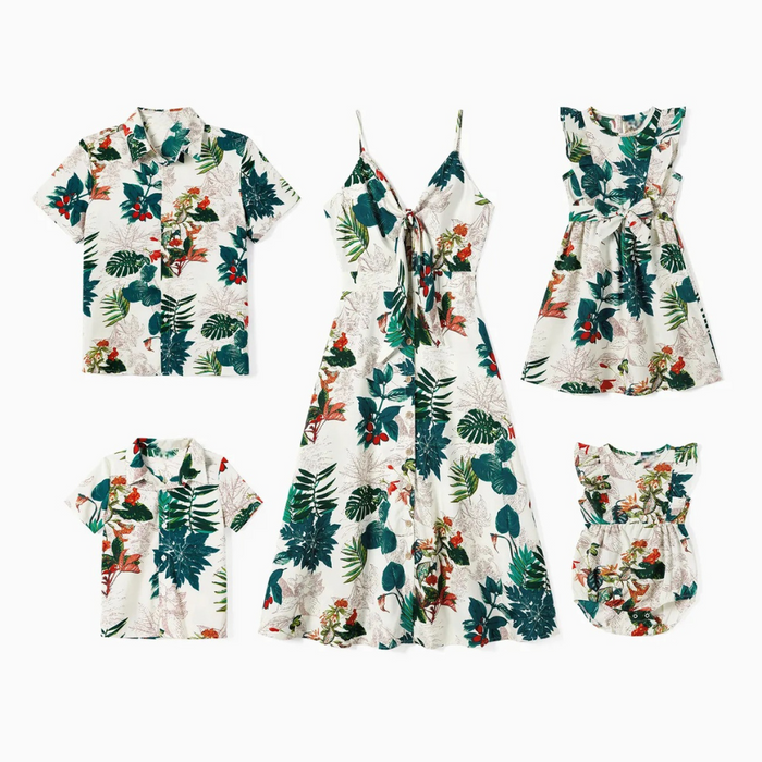 Casual Floral Printed Family Matching Outfit Set