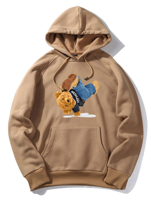 Break Dance Bear Print Hoodie