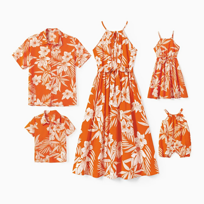 Elegant Floral Family Matching Outfits Set