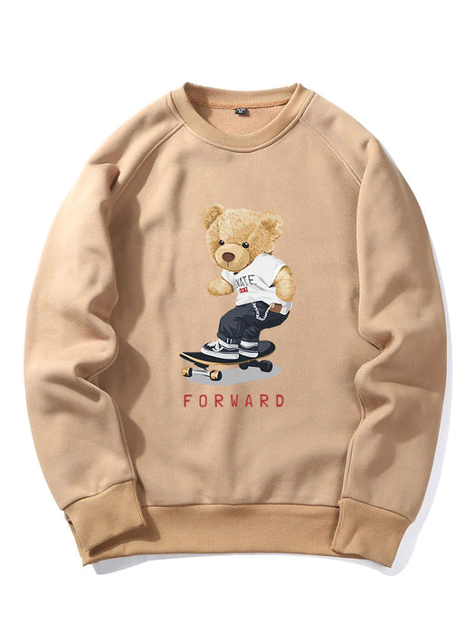 Bear On Skateboard Print Sweatshirt