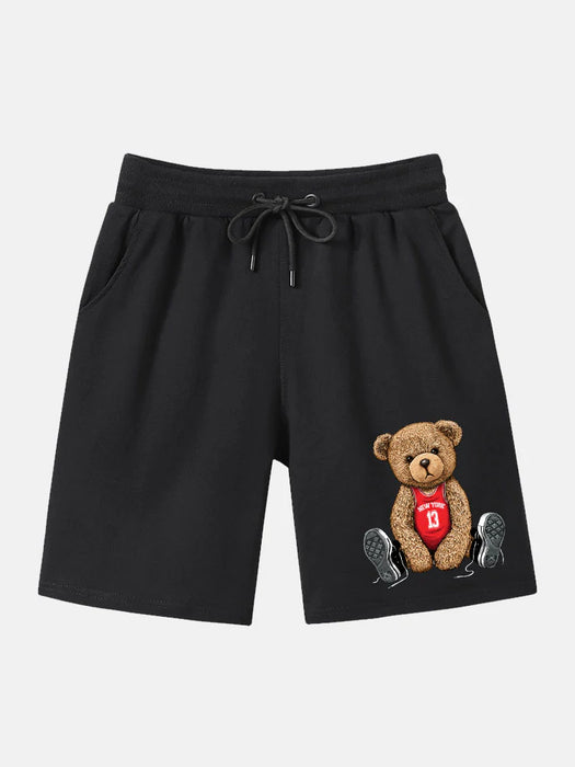 Bear Print Mid Length Shorts